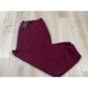 Polo Ralph Lauren Mens 4XB Double Knit Joggers Burgundy Sweatpants Black Pony